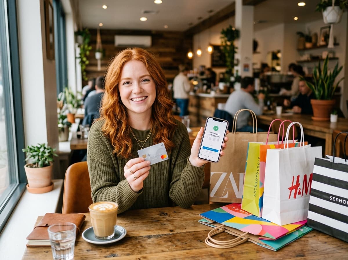 Person making an online payment with credit card and phone
